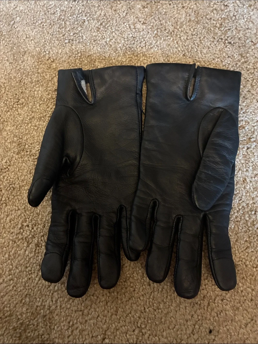 Women's Black Leather Dress Gloves with Subtle Gold Accent Coach